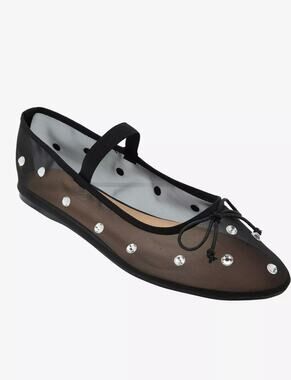 Chinese Laundry Black Bling Mesh Flats